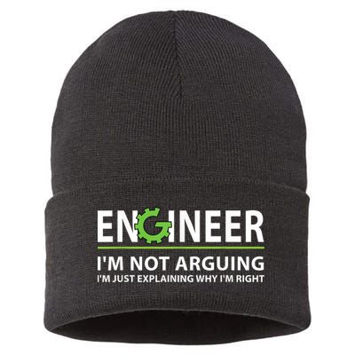 Engineer I'm Not Arguing Funny Engineering Quote Engineers Sustainable Knit Beanie