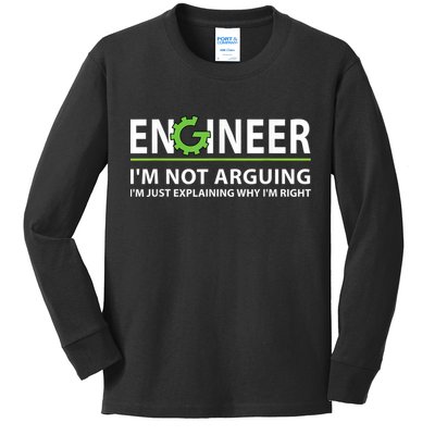 Engineer I'm Not Arguing Funny Engineering Quote Engineers Kids Long Sleeve Shirt