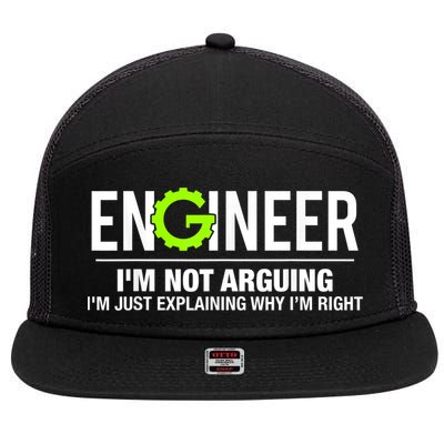 Engineer I'm Not Arguing Funny Engineering 7 Panel Mesh Trucker Snapback Hat