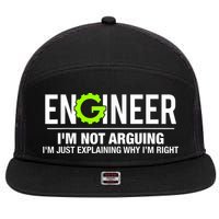 Engineer I'm Not Arguing Funny Engineering 7 Panel Mesh Trucker Snapback Hat