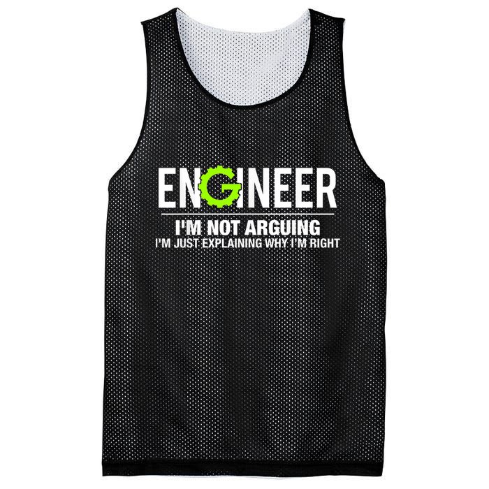 Engineer I'm Not Arguing Funny Engineering Mesh Reversible Basketball Jersey Tank