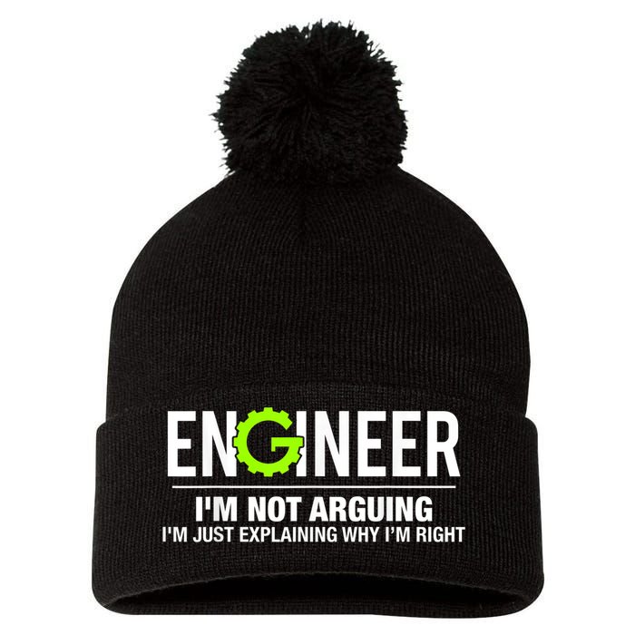 Engineer I'm Not Arguing Funny Engineering Pom Pom 12in Knit Beanie