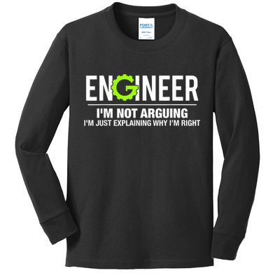 Engineer I'm Not Arguing Funny Engineering Kids Long Sleeve Shirt