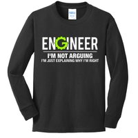 Engineer I'm Not Arguing Funny Engineering Kids Long Sleeve Shirt