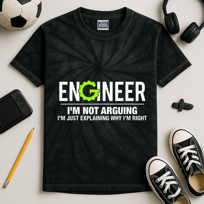 Engineer I'm Not Arguing Funny Engineering Kids Tie-Dye T-Shirt