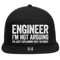 Engineer I'm Not Arguing Just Explaining Why I'm Right Premium 7 Panel Mesh Trucker Snapback Hat