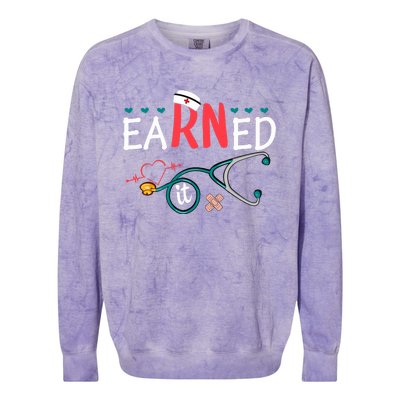 earned it nurse graduation nursing grad student rn lpn Colorblast Crewneck Sweatshirt