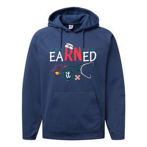 earned it nurse graduation nursing grad student rn lpn Performance Fleece Hoodie