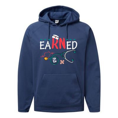 earned it nurse graduation nursing grad student rn lpn Performance Fleece Hoodie