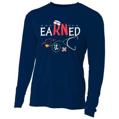 earned it nurse graduation nursing grad student rn lpn Cooling Performance Long Sleeve Crew