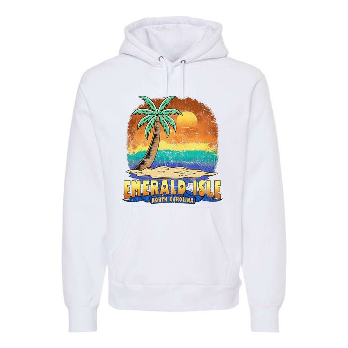 EMERALD ISLE NORTH CAROLINA Vintage Distressed Souvenir Premium Hoodie