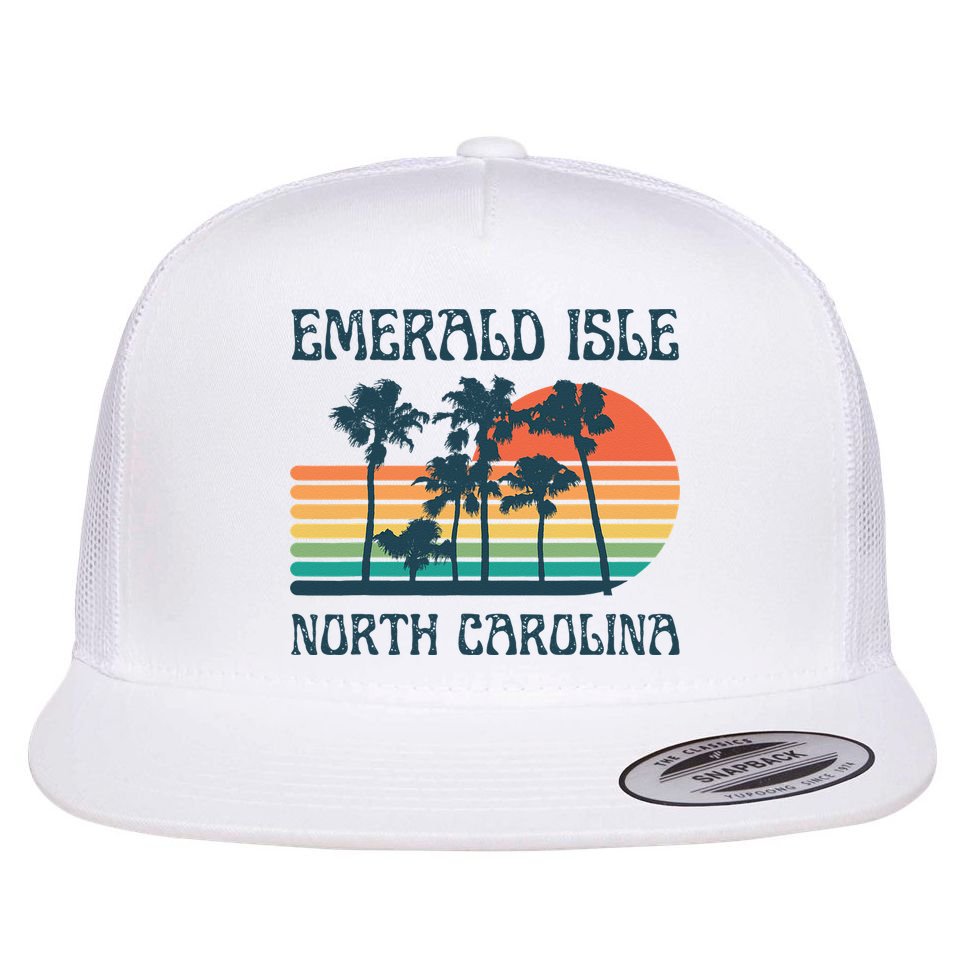 Emerald Isle North Carolina Beach Summer Vacation Vintage Flat Bill Trucker Hat