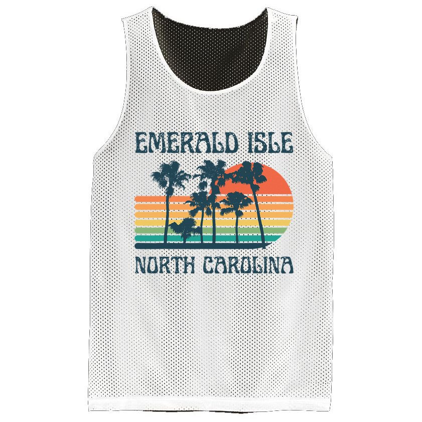 Emerald Isle North Carolina Beach Summer Vacation Vintage Mesh Reversible Basketball Jersey Tank
