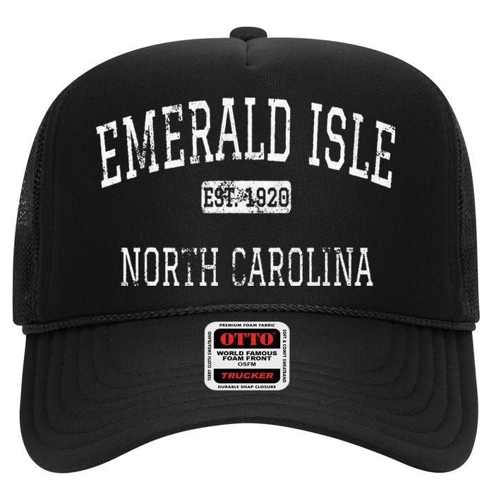 Emerald Isle North Carolina NC Vintage High Crown Mesh Back Trucker Hat