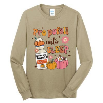 Er Icu Nurse Fall Halloween Propofall Into Sleep Pumpkin Tall Long Sleeve T-Shirt