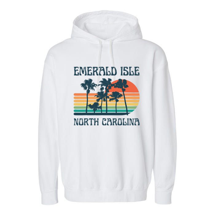 Emerald Isle North Carolina Beach Summer Vacation Vintage Garment-Dyed Fleece Hoodie