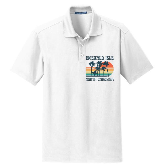 Emerald Isle North Carolina Beach Summer Vacation Vintage Dry Zone Grid Polo