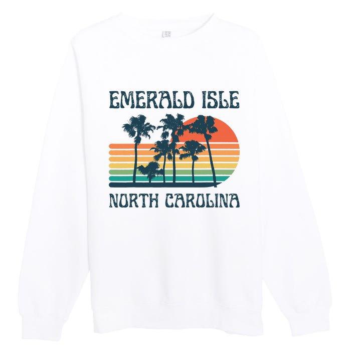 Emerald Isle North Carolina Beach Summer Vacation Vintage Premium Crewneck Sweatshirt