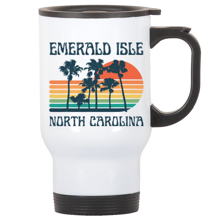 Emerald Isle North Carolina Beach Summer Vacation Vintage Stainless Steel Travel Mug