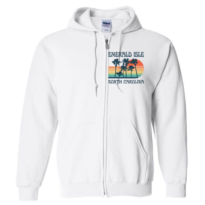 Emerald Isle North Carolina Beach Summer Vacation Vintage Full Zip Hoodie