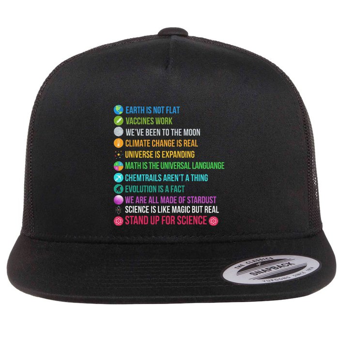 Earth Is Not Flat Stand Up For Science Flat Bill Trucker Hat