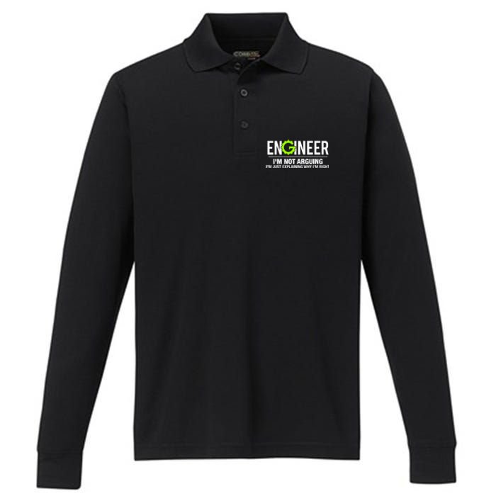 Engineer I'm Not Arguing Funny Engineering Performance Long Sleeve Polo