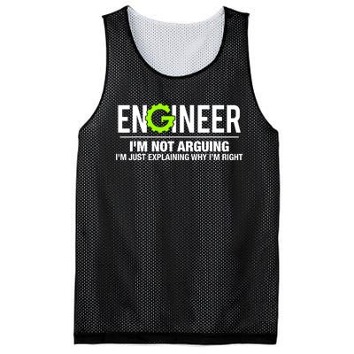 Engineer I'm Not Arguing Funny Engineering Mesh Reversible Basketball Jersey Tank