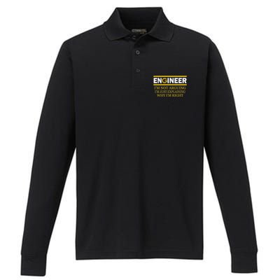 Engineer IM Not Arguing Funny Engineering Performance Long Sleeve Polo