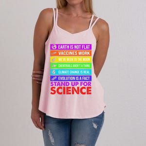 Earth Is Not Flat Stand Up For Science Earth Day Women's Strappy Tank