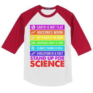 Earth Is Not Flat Stand Up For Science Earth Day Kids Colorblock Raglan Jersey