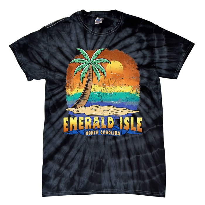 EMERALD ISLE NORTH CAROLINA Vintage Distressed Souvenir Tie-Dye T-Shirt