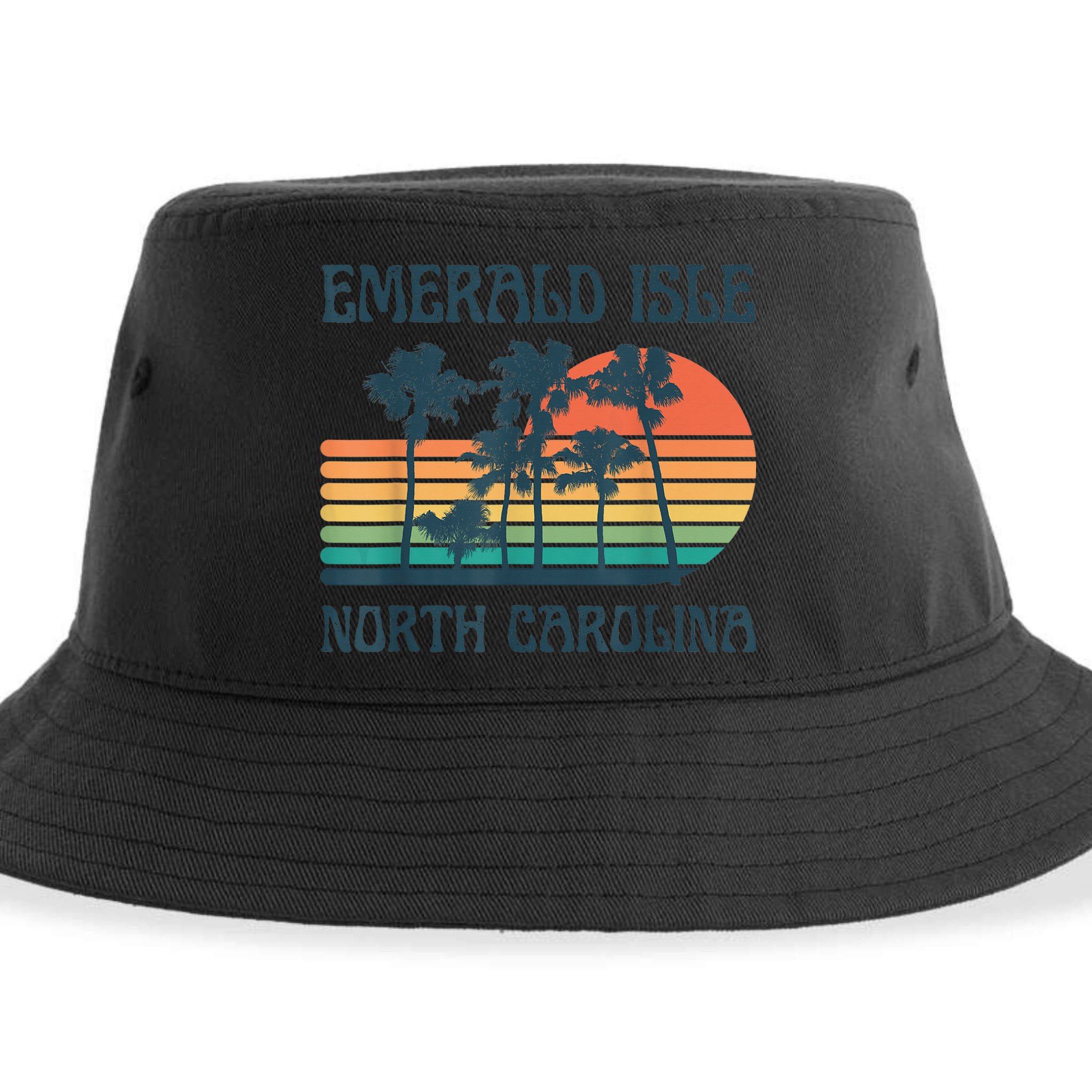 Emerald Isle North Carolina Beach Summer Vacation Vintage Sustainable Bucket Hat