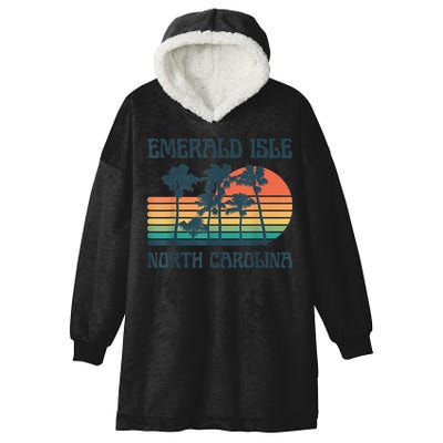 Emerald Isle North Carolina Beach Summer Vacation Vintage Hooded Wearable Blanket