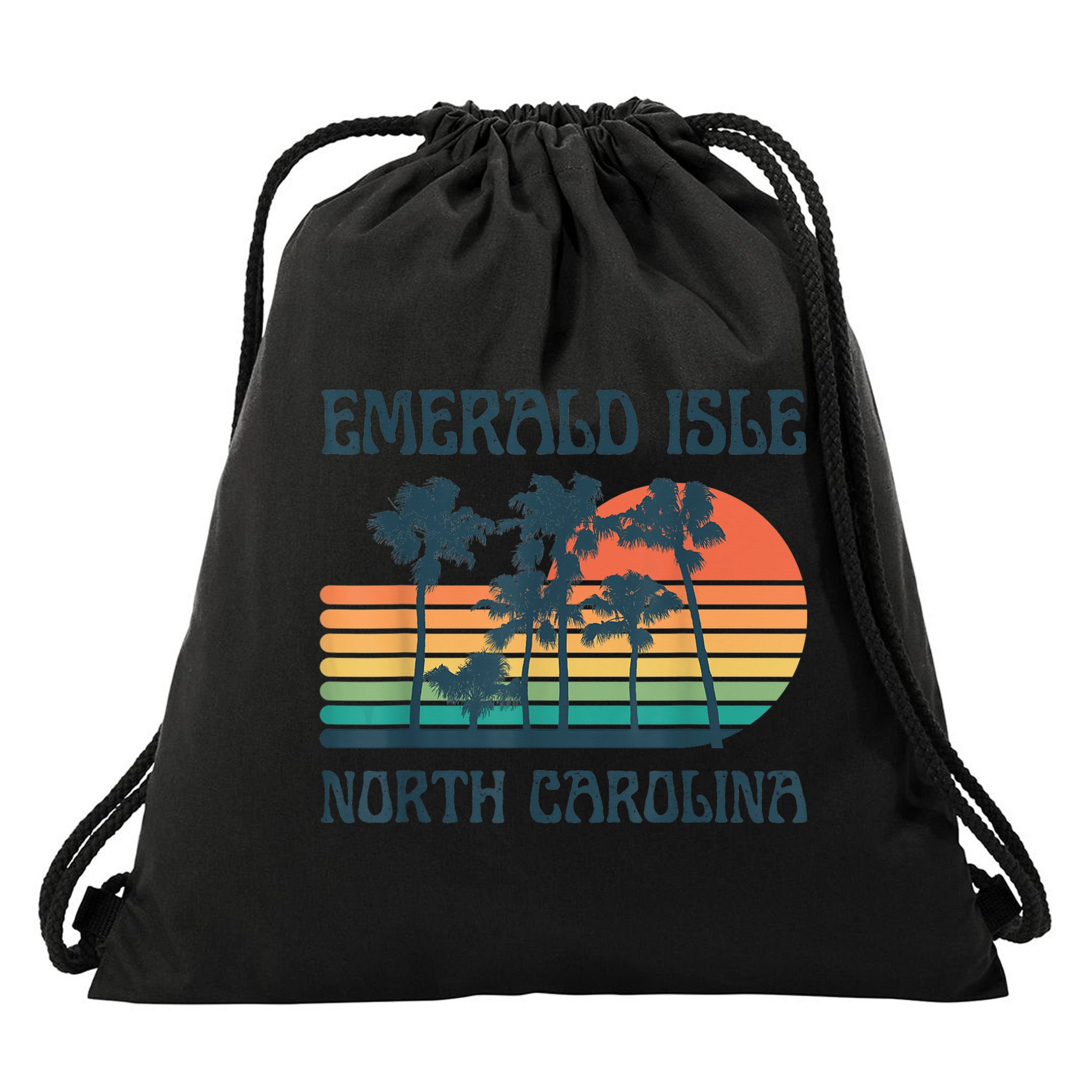 Emerald Isle North Carolina Beach Summer Vacation Vintage Drawstring Bag