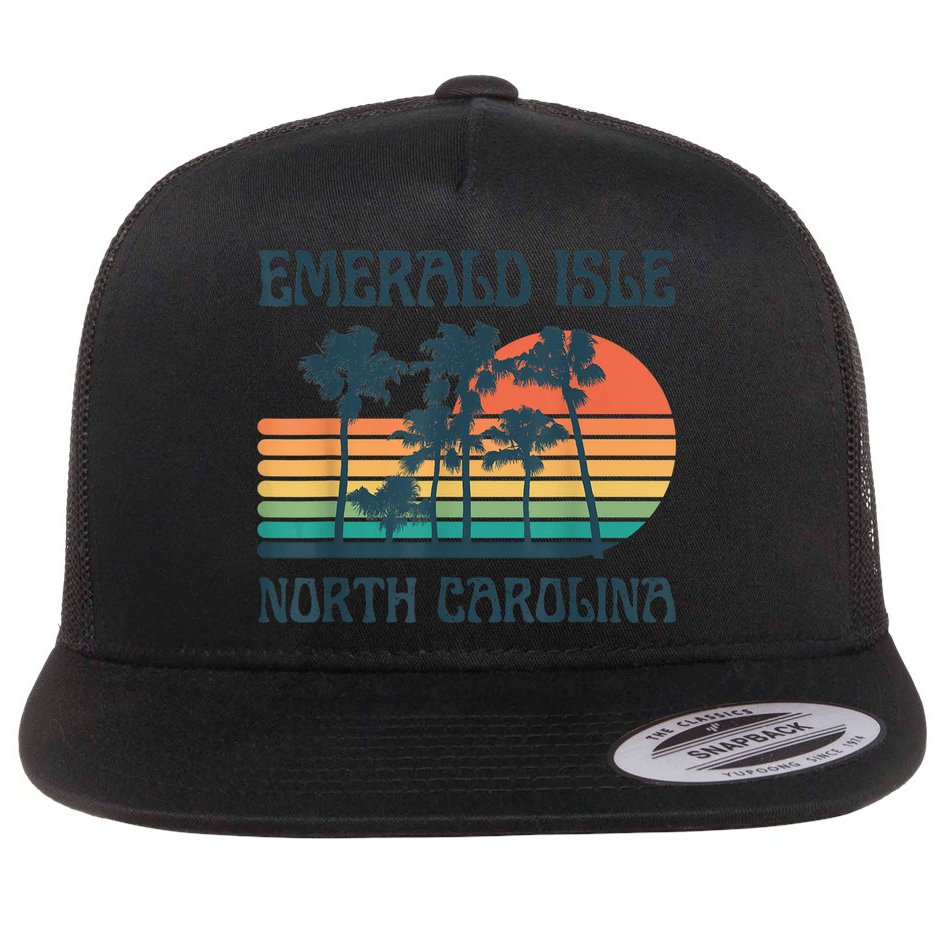 Emerald Isle North Carolina Beach Summer Vacation Vintage Flat Bill Trucker Hat