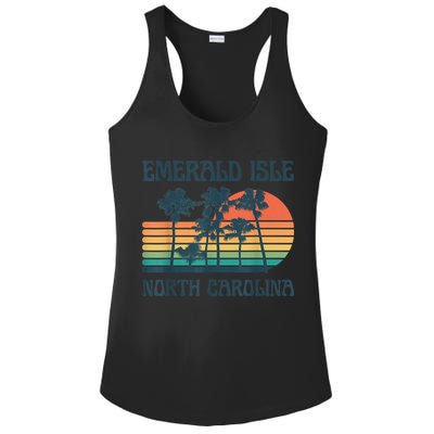 Emerald Isle North Carolina Beach Summer Vacation Vintage Ladies PosiCharge Competitor Racerback Tank