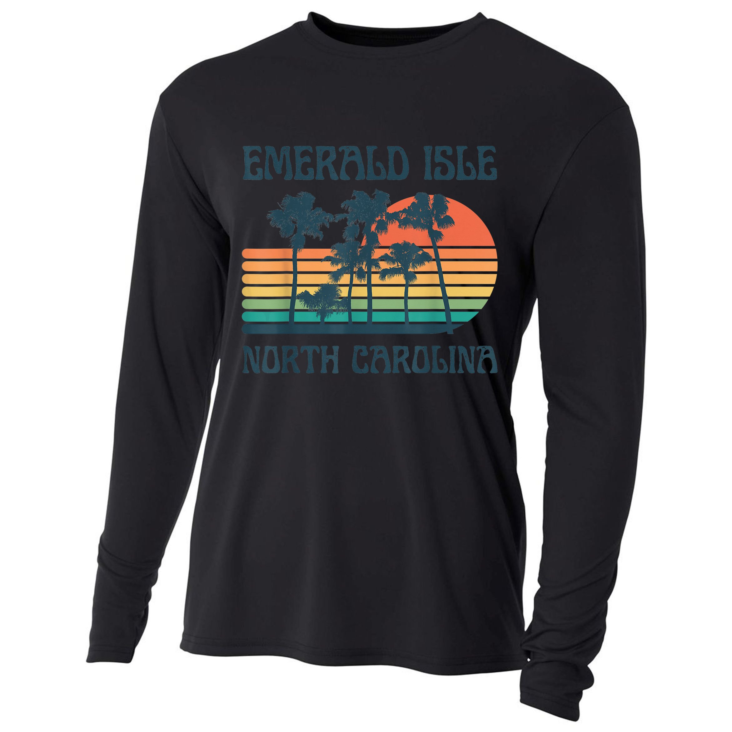 Emerald Isle North Carolina Beach Summer Vacation Vintage Cooling Performance Long Sleeve Crew