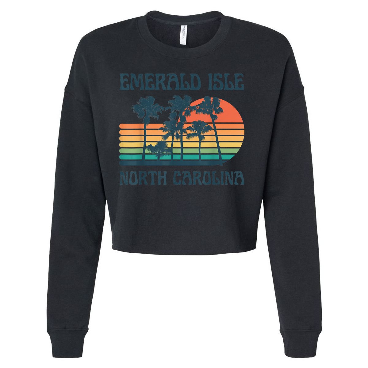 Emerald Isle North Carolina Beach Summer Vacation Vintage Cropped Pullover Crew