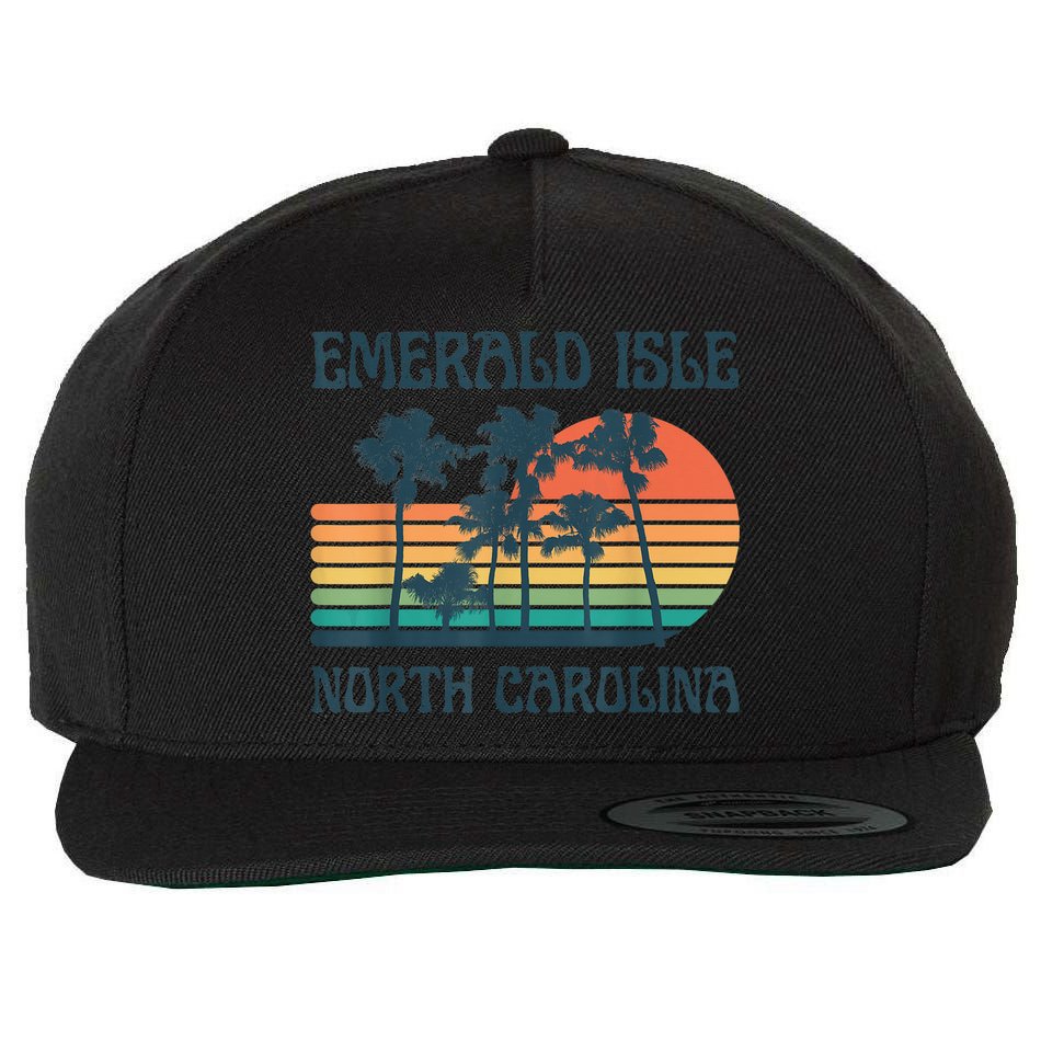 Emerald Isle North Carolina Beach Summer Vacation Vintage Wool Snapback Cap