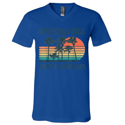 Emerald Isle North Carolina Beach Summer Vacation Vintage V-Neck T-Shirt