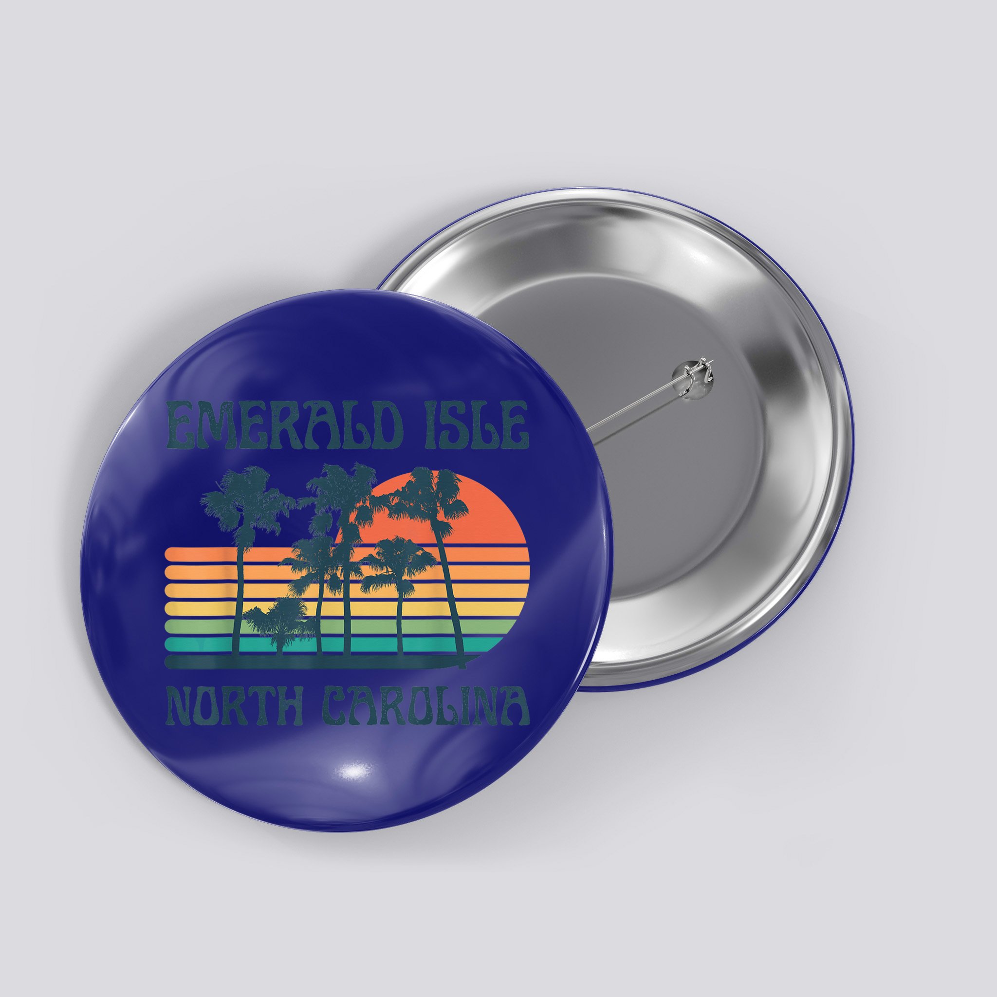 Emerald Isle North Carolina Beach Summer Vacation Vintage Button