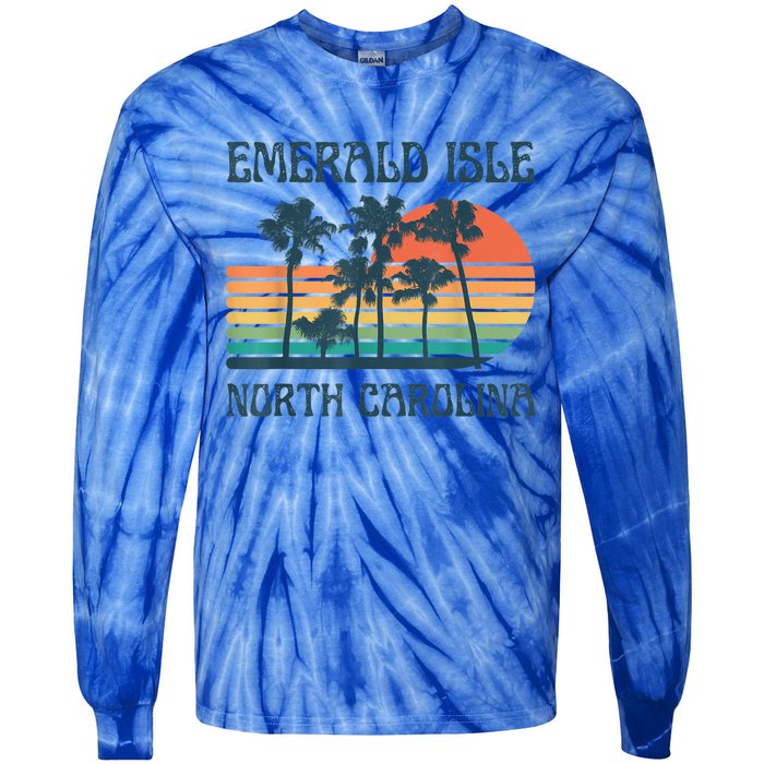 Emerald Isle North Carolina Beach Summer Vacation Vintage Tie-Dye Long Sleeve Shirt