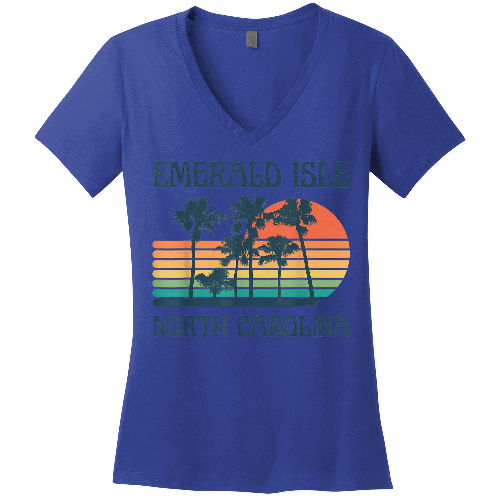 Emerald Isle North Carolina Beach Summer Vacation Vintage Women's V-Neck T-Shirt