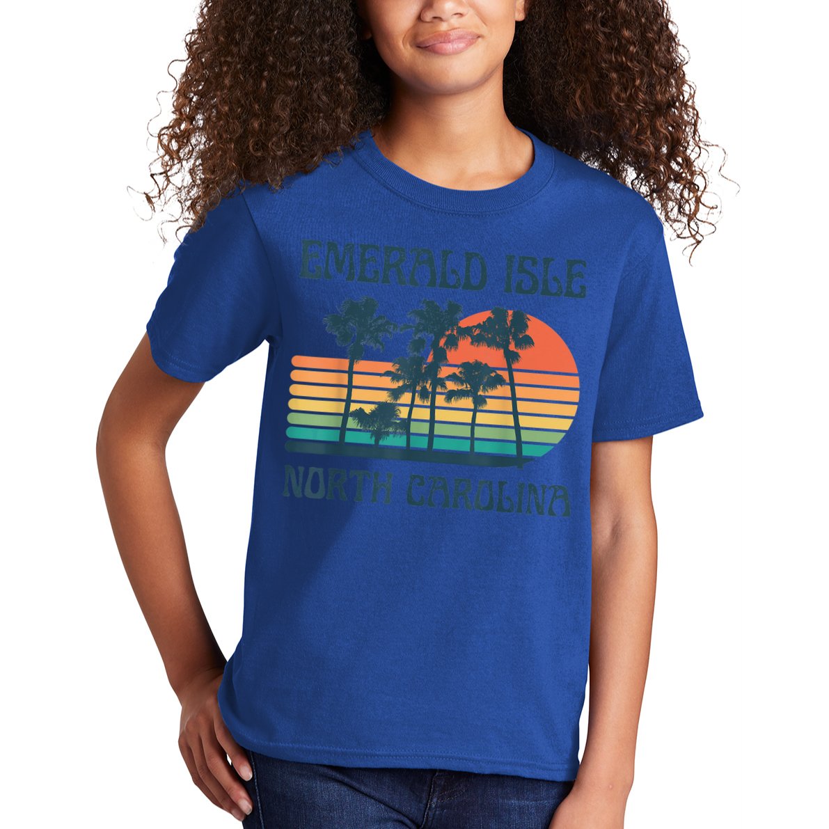 Emerald Isle North Carolina Beach Summer Vacation Vintage Kids T-Shirt