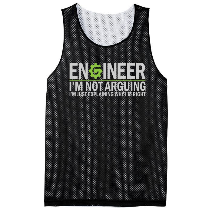 Engineer I'm Not Arguing Funny Engineering Quote Engineers Mesh Reversible Basketball Jersey Tank