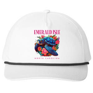 Emerald Isle North Carolina Floral Beach Turtle Souvenir Snapback Five-Panel Rope Hat