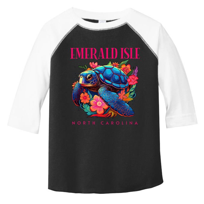 Emerald Isle North Carolina Floral Beach Turtle Souvenir Toddler Fine Jersey T-Shirt