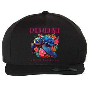 Emerald Isle North Carolina Floral Beach Turtle Souvenir Wool Snapback Cap