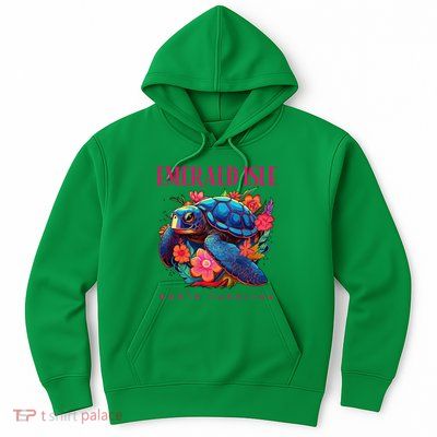 Emerald Isle North Carolina Floral Beach Turtle Souvenir Hoodie