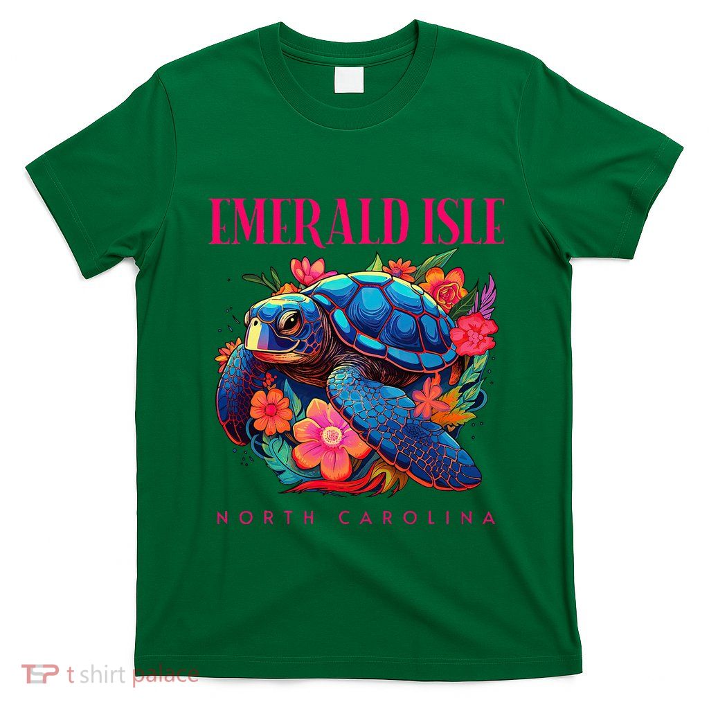 Emerald Isle North Carolina Floral Beach Turtle Souvenir T-Shirt
